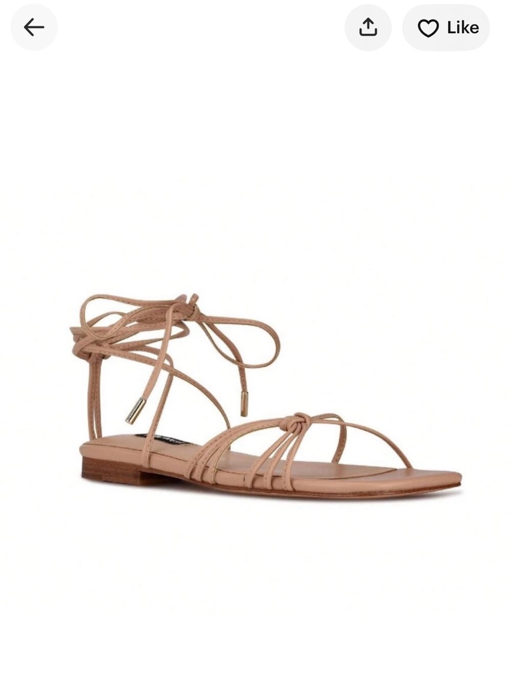 Nine West Minus Lace-Up Strappy Flat Sandal in Nude